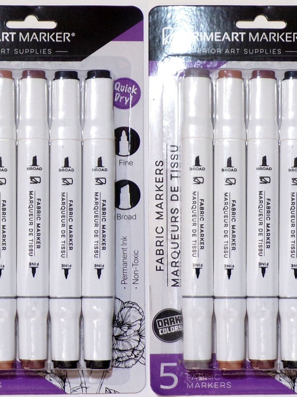 PRIMEART MARKER Premium Dark Fabric Markers 2-Pack, 10 Count - Dark Colors